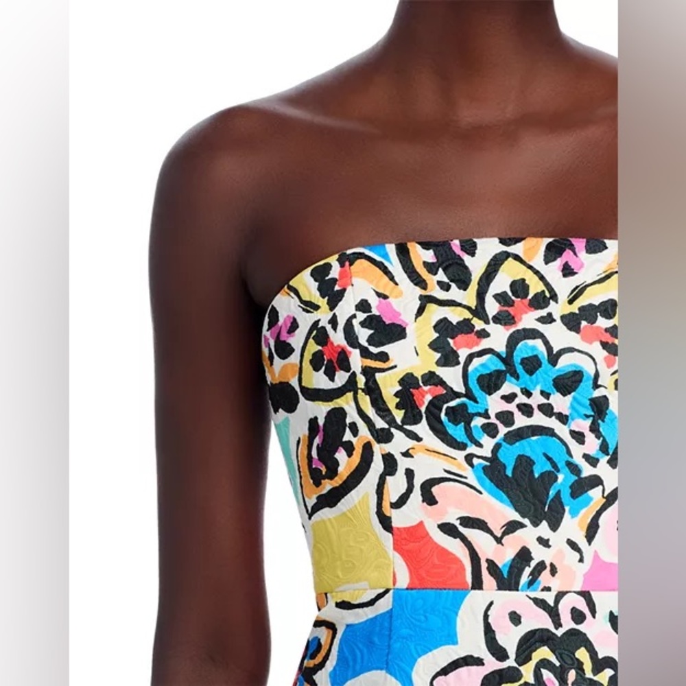 MILLY Orion Rainbow Oasis Jacquard Strapless Maxi Dress Size 4 NWT - Picture 3 of 5